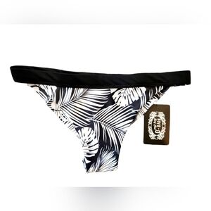 NEW Brazilian Cheeky Black and White Bikini Bottom Small Low Rise Palm Tree 🌴